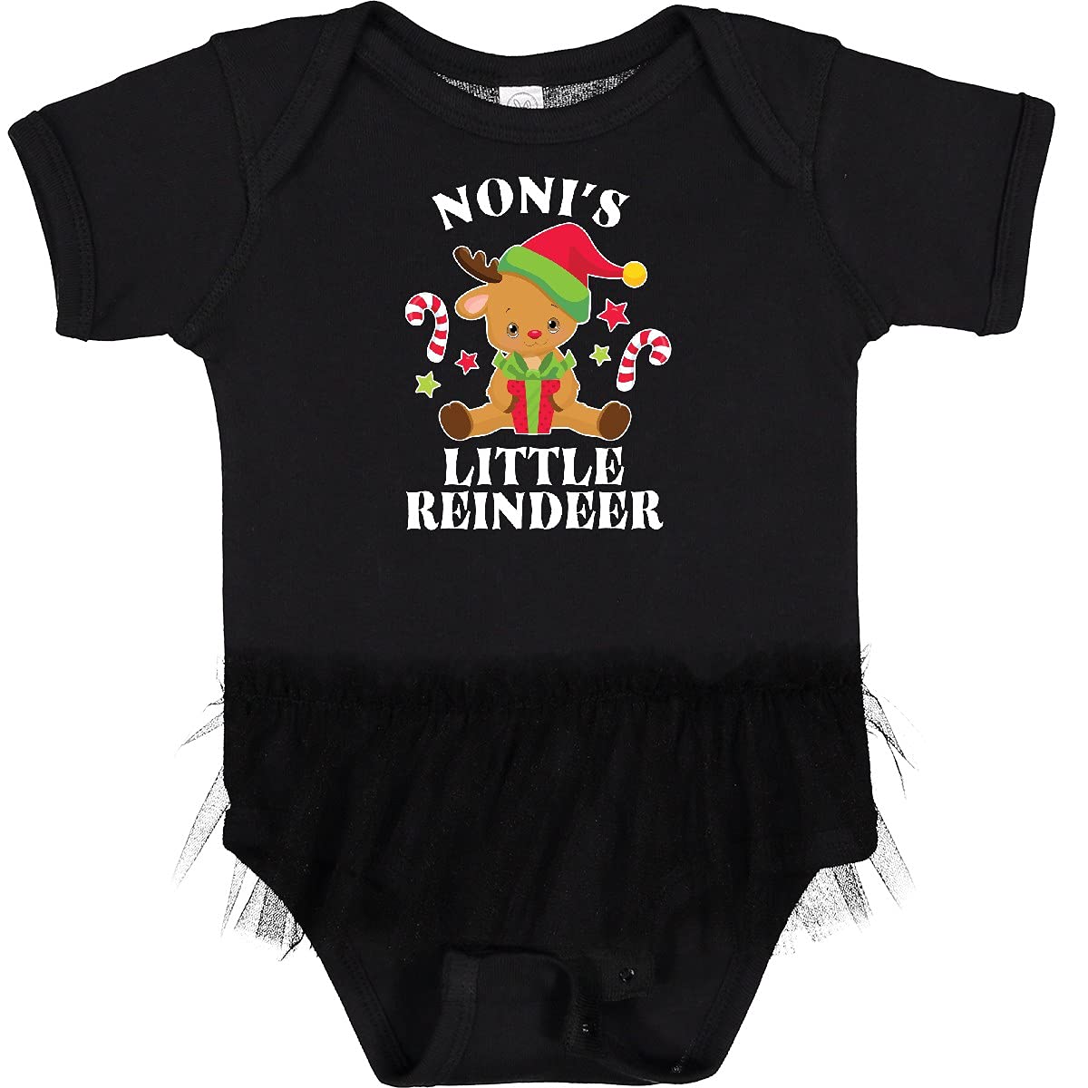 Inktastic Christmas Noni's Little Reindeer with Candy Canes Infant Tutu Bodysuit - Cute Holiday Outfit for Baby Girls, Christmas Photo Shoot & Family Gatherings