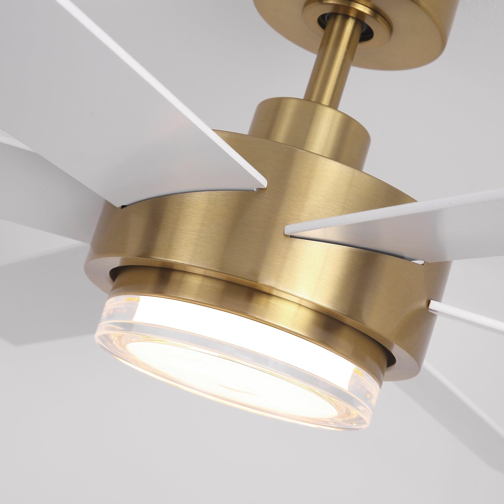 54 Inch Modern Ceiling Fan with Remote Control & LED Light - Kama Downrod Mount for Living Room, Bedroom, and Office - Energy Efficient Cooling & Stylish Home Decor