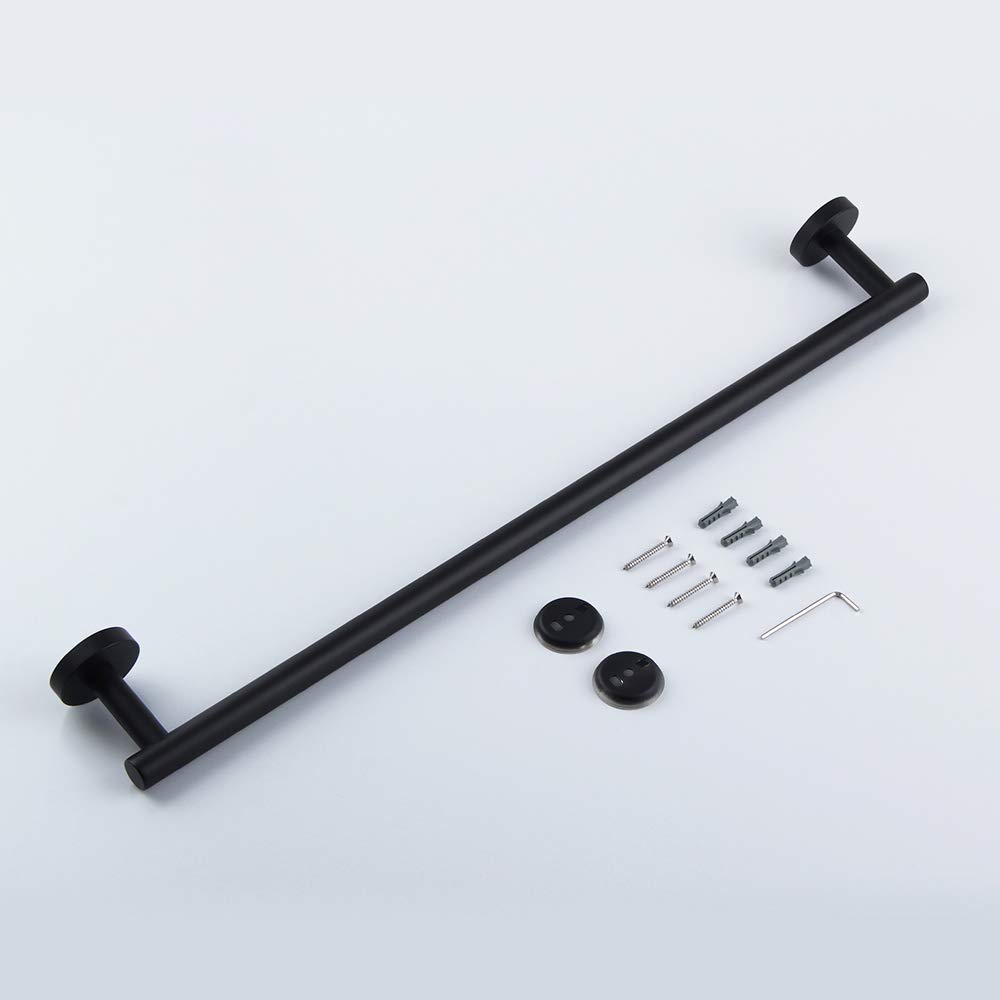 24-Inch Stainless Steel Towel Holder - Modern Matte Black Wall Mounted Bathroom Towel Bar for Showers & Spa | BEIGEEWY Bath Accessories
