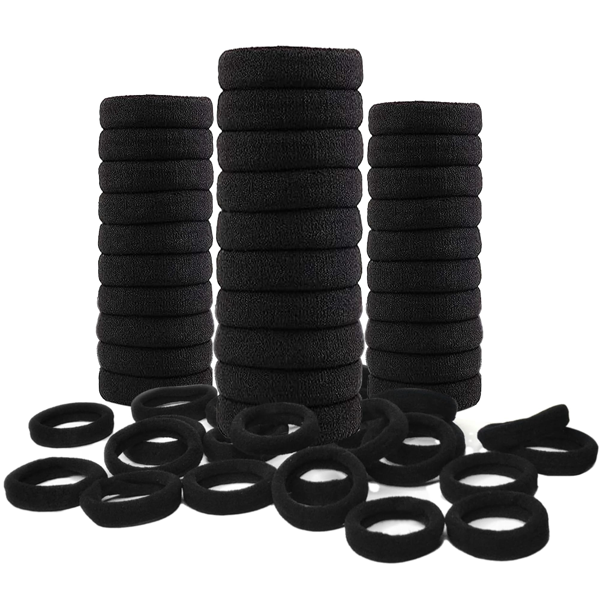 30Pcs Black Hair Rubber Bands for Women & Girls - Stylish Ponytail Hair Ties, Elastic Hair Bands for Daily Use, Workout, Office and School Hairstyles