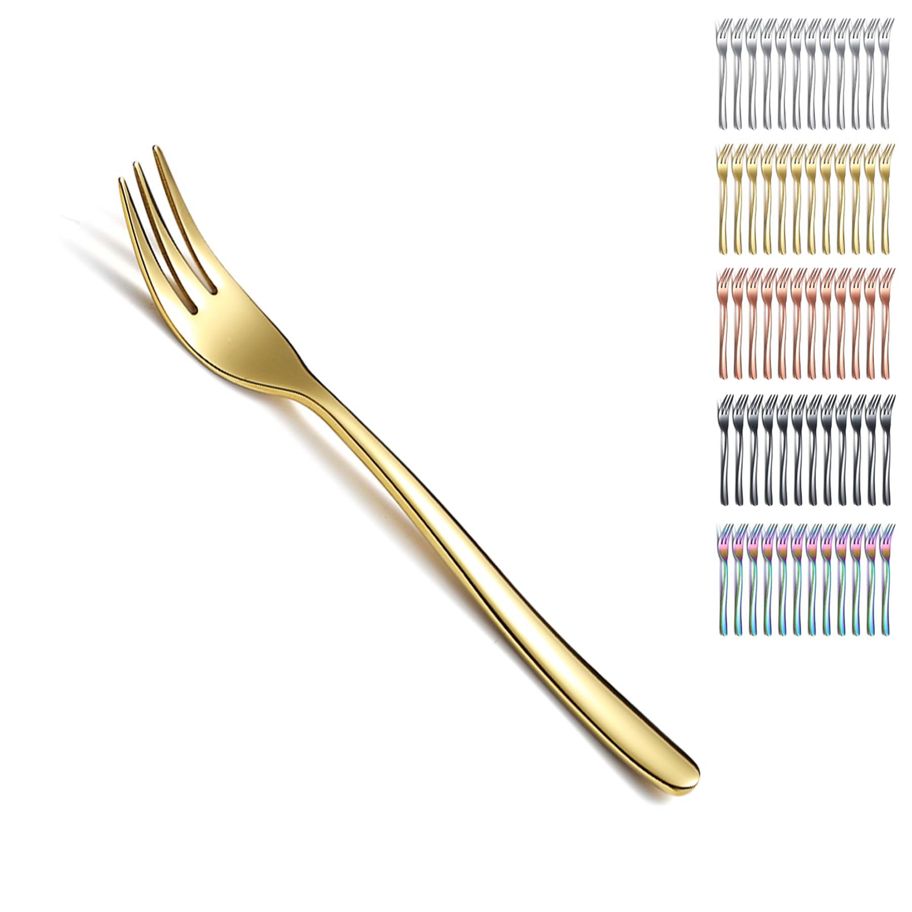 Kyraton 12-Piece Gold Dessert Forks Set - 6.15