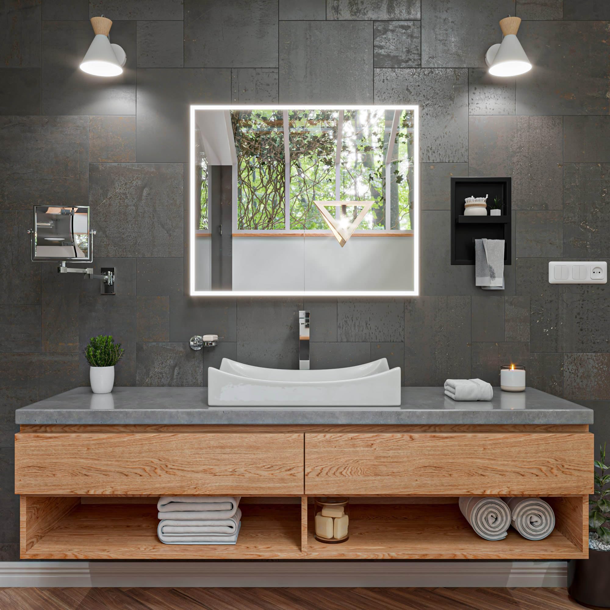 ALFI ABC904 White Ceramic Bathroom Sink - Modern Drop-in Vanity Sink for Powder Room, Guest Bath & Small Spaces