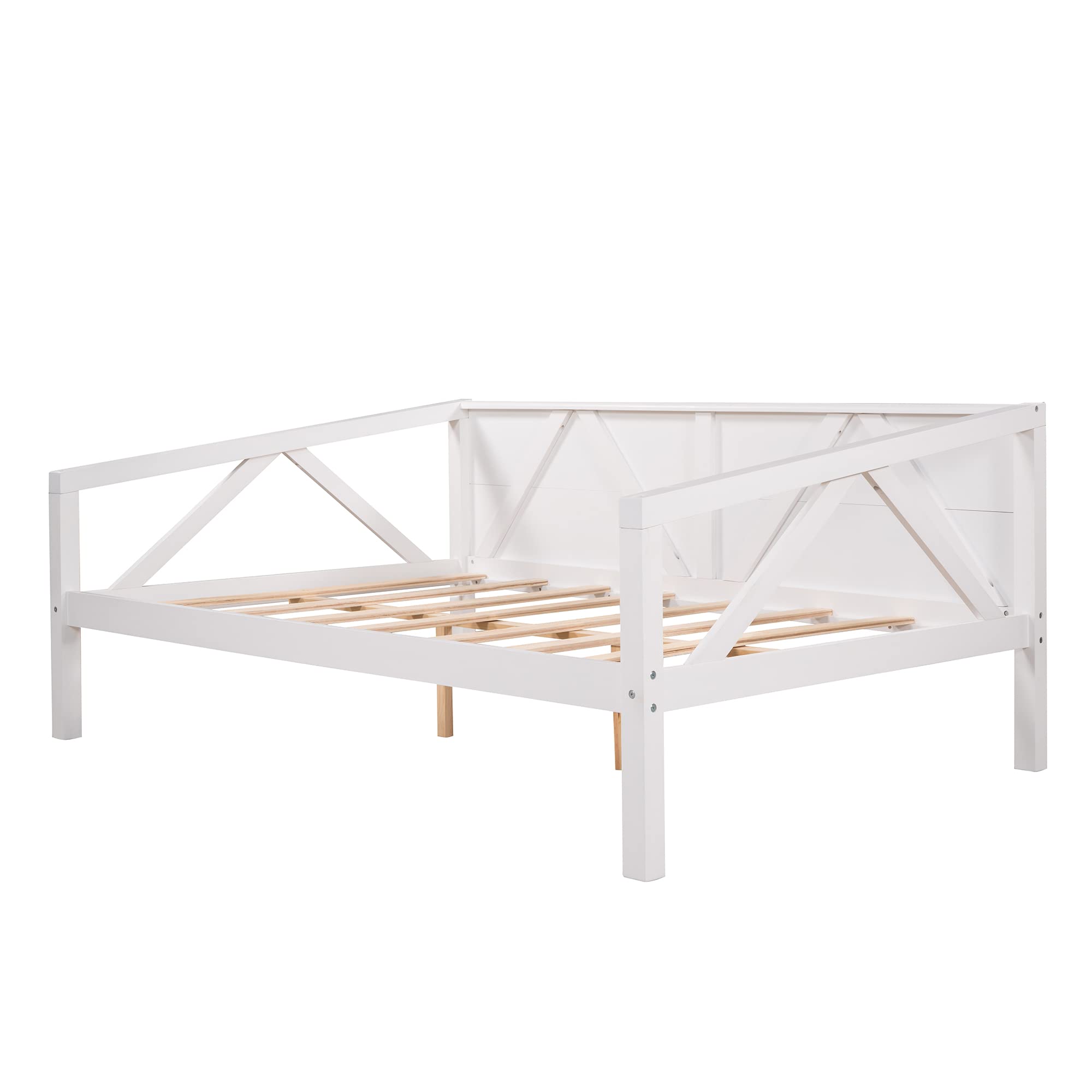 Merax Full Size Wooden Daybed for Teens & Girls - Sturdy Sofa Bed with 3 Side Rails, No Box Spring Needed - Perfect for Guest Rooms, Dormitories & Small Spaces