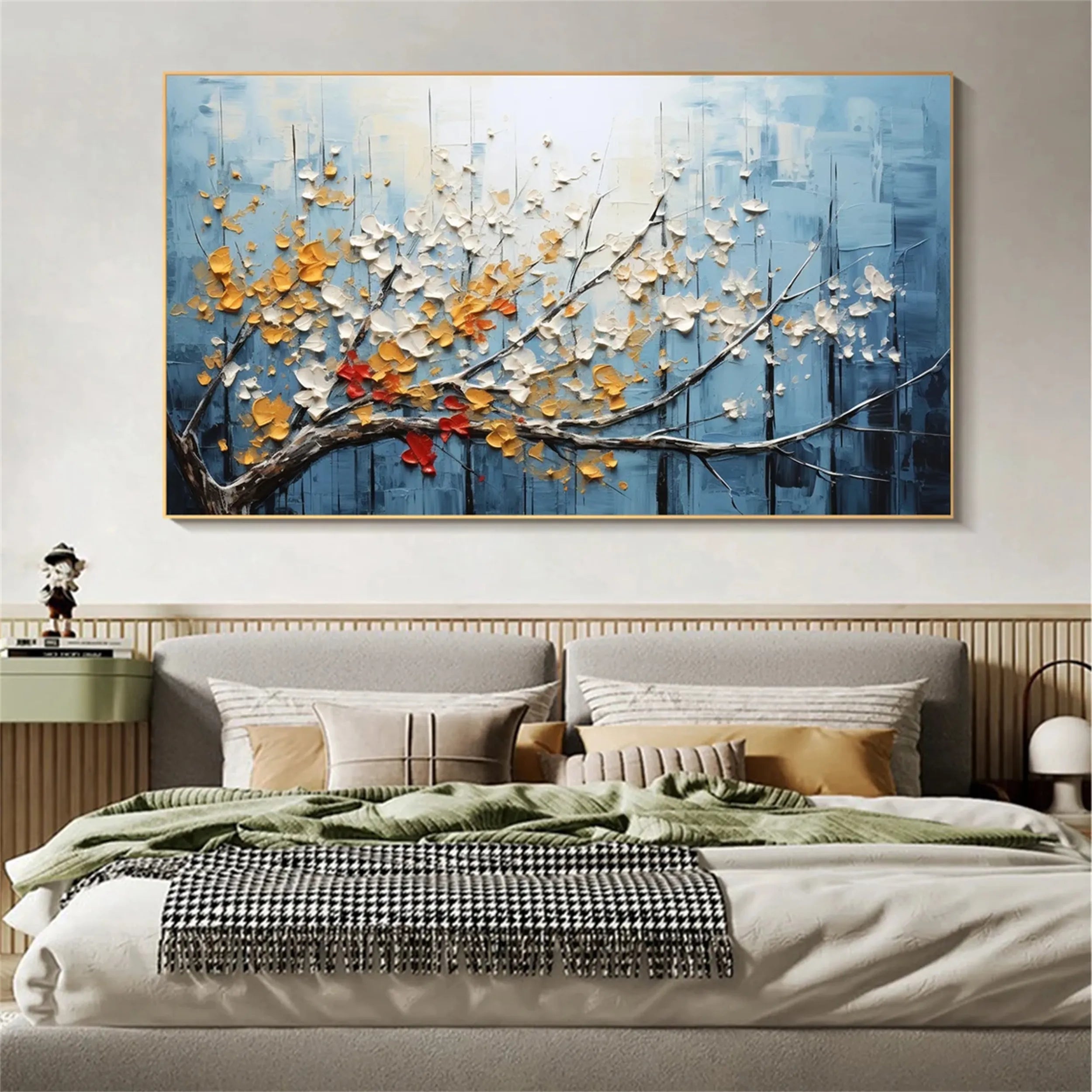 Custom Size Canvas for Flower and Tree Painting - Handmade Artwork #FT052 - Perfect for Home Decor, Wall Art, and Gift Giving