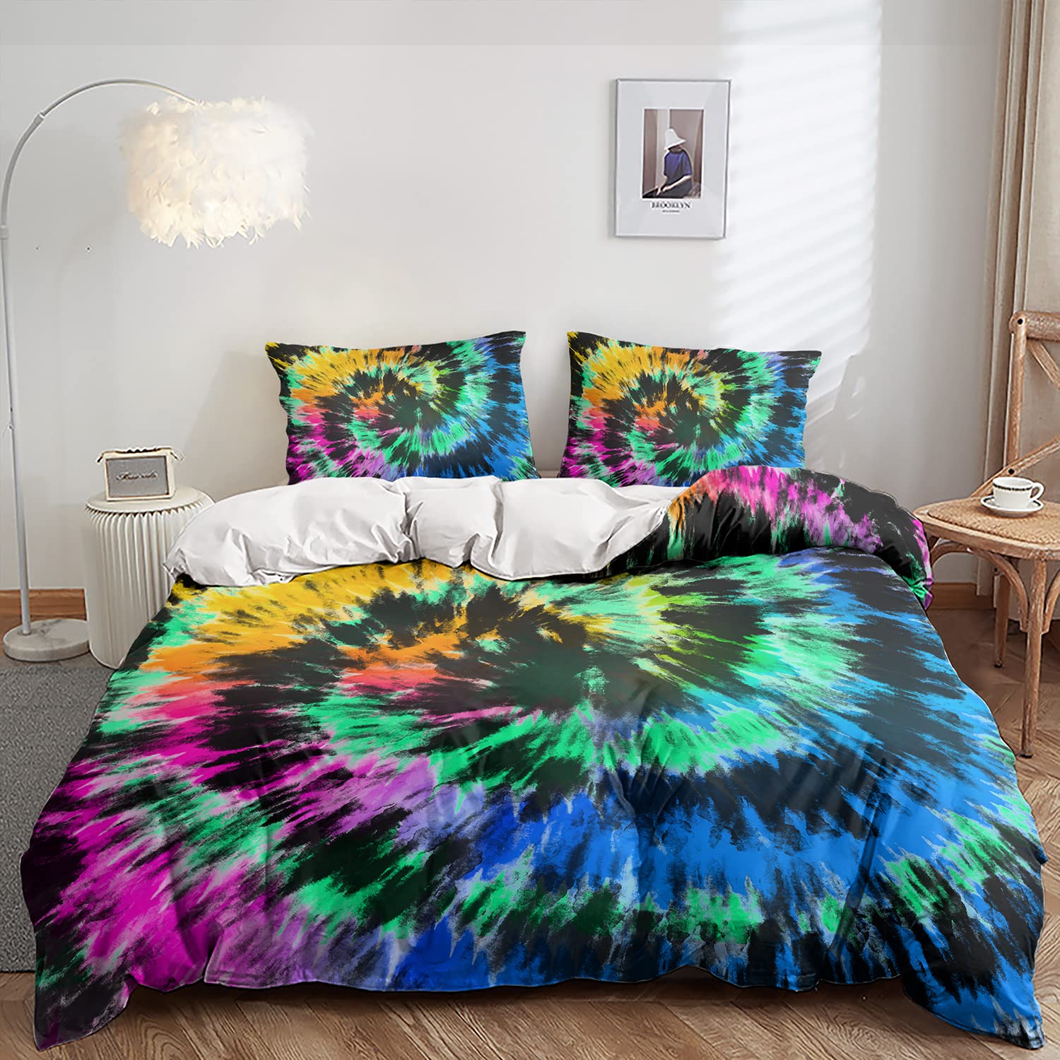 AILONEN Fluid Duvet Cover Set for Teens & Young Girls | Colorful Marble Twin Size Bedding Set | Purple Tie Dye Comforter Cover with 2 Pillow Shams (3-Piece) | Perfect for Teen Bedrooms, Dorm Rooms & Gift Giving