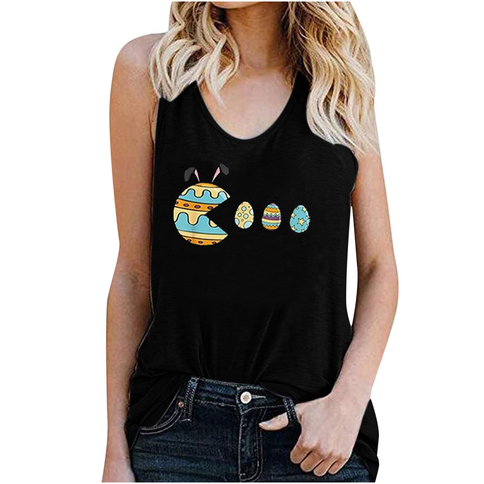 Women's Cute Sleeveless Printed & Solid Color Tank Tops - Summer Pullover Blouses & Casual Tees for Women - Perfect for Beach, Gym, and Everyday Wear