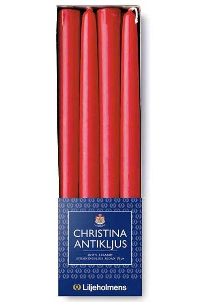 Liljeholmens Christinaljus Red Candles - 8 Pack Set for Christmas Decorations, Holiday Centerpieces, and Festive Home Ambiance