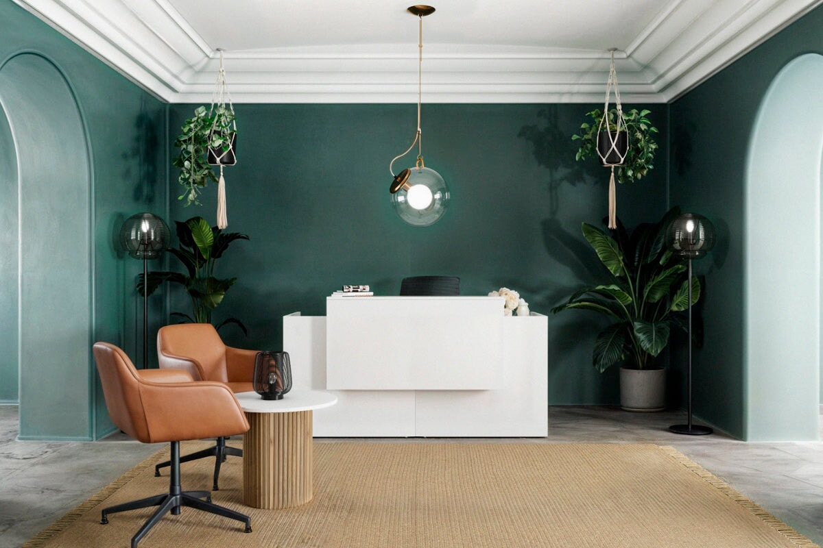 Professional White Reception Desk for Office & Hotel Lobby - Modern Uniform Counter for Front Desk & Customer Service Areas