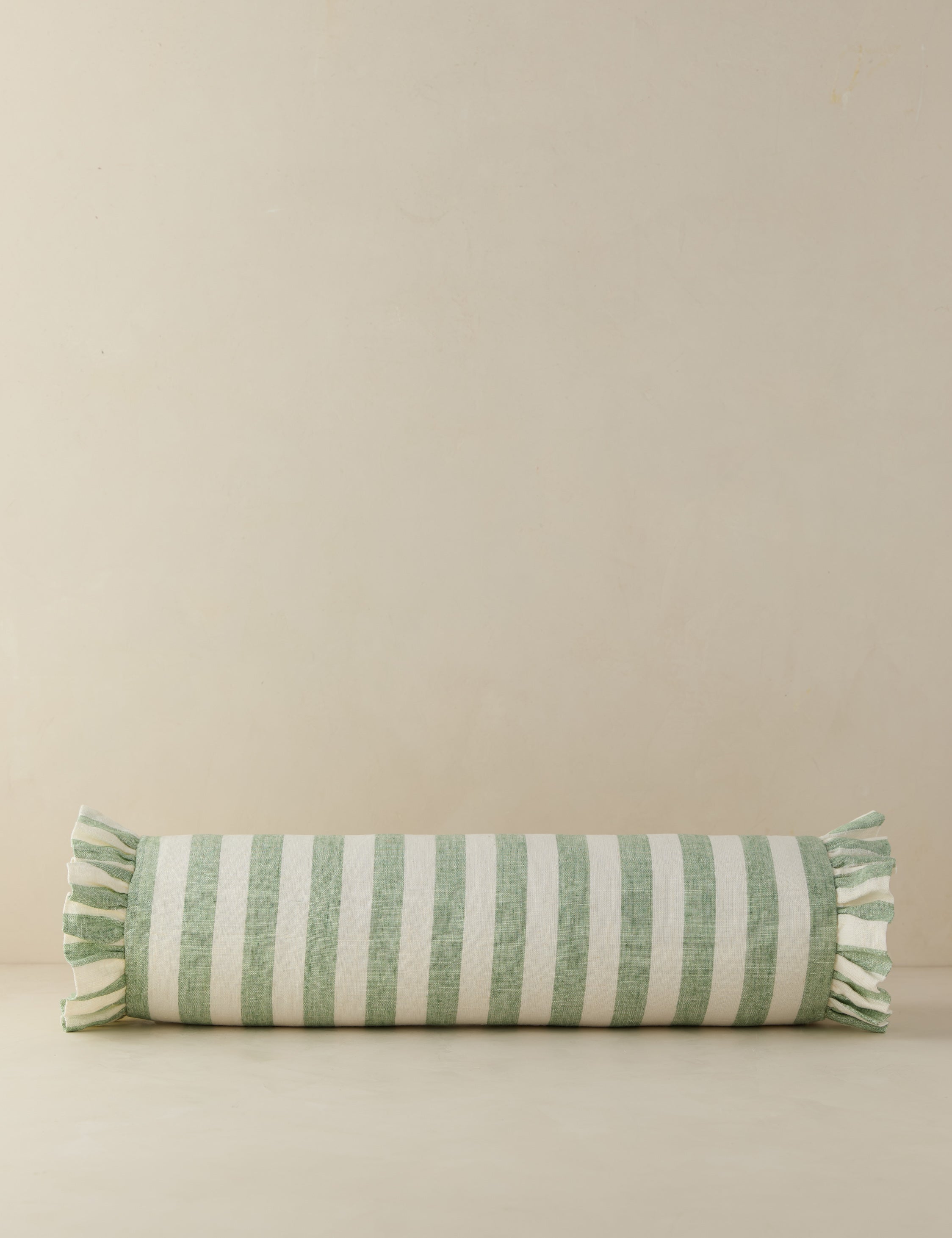 Amaroso Linen Ruffle Bolster Pillow - Decorative Cushion for Sofa, Bed, Nursery - Soft & Stylish Home Decor Accent for Living Room, Bedroom, or Nursery
