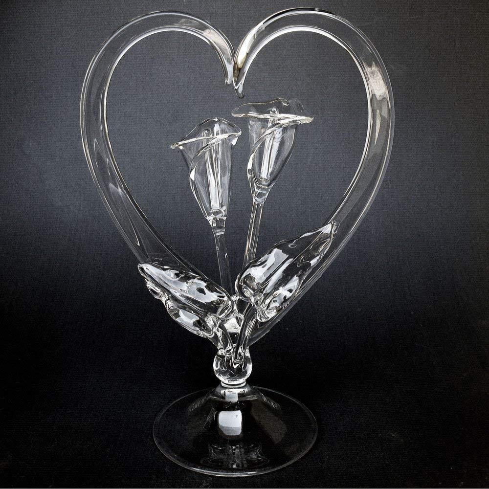 Hand Blown Glass Calla Lily Wedding Cake Topper - Elegant Floral Decoration for Wedding Cakes, Bridal Showers & Anniversary Celebrations