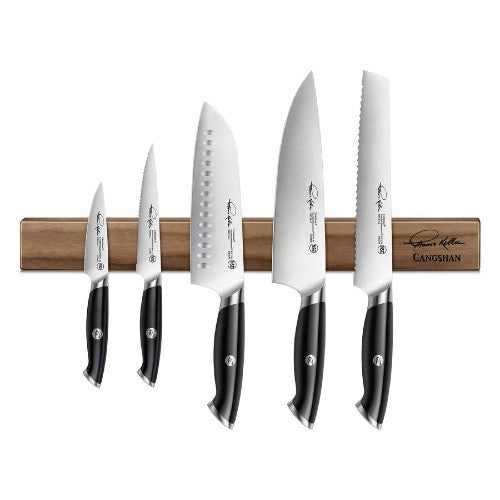 Cangshan TK Series 1023862 Walnut Magnetic Knife Bar - Premium Wooden Knife Holder for Kitchen Countertop, Wall Mount Knife Storage Organizer - Perfect for Home Chefs & Professional Kitchens