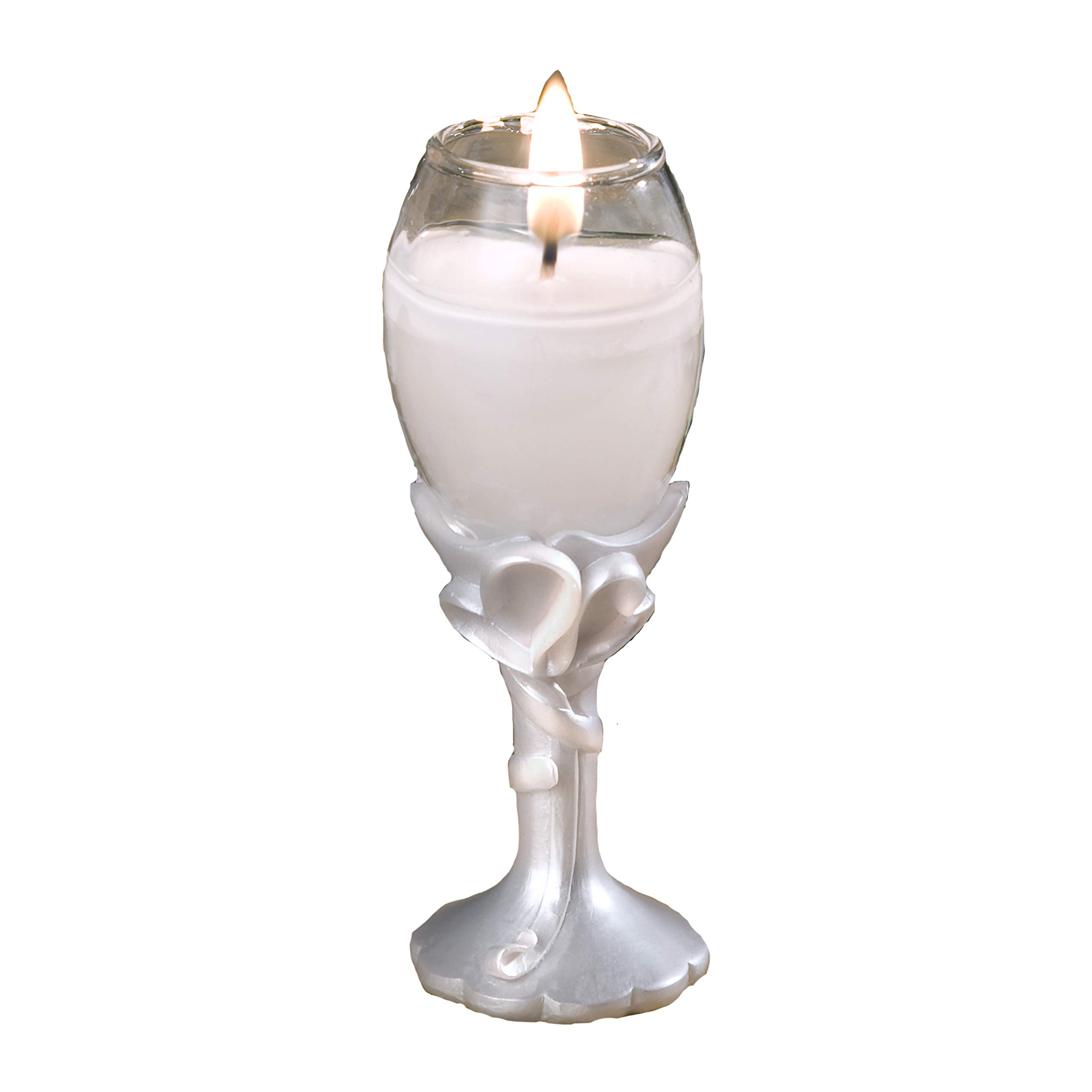 FASHIONCRAFT 8150 White Double Heart Design Champagne Flute Candle Holders - Elegant Wedding Centerpiece, Romantic Anniversary Gift, Table Decor for Parties & Special Events