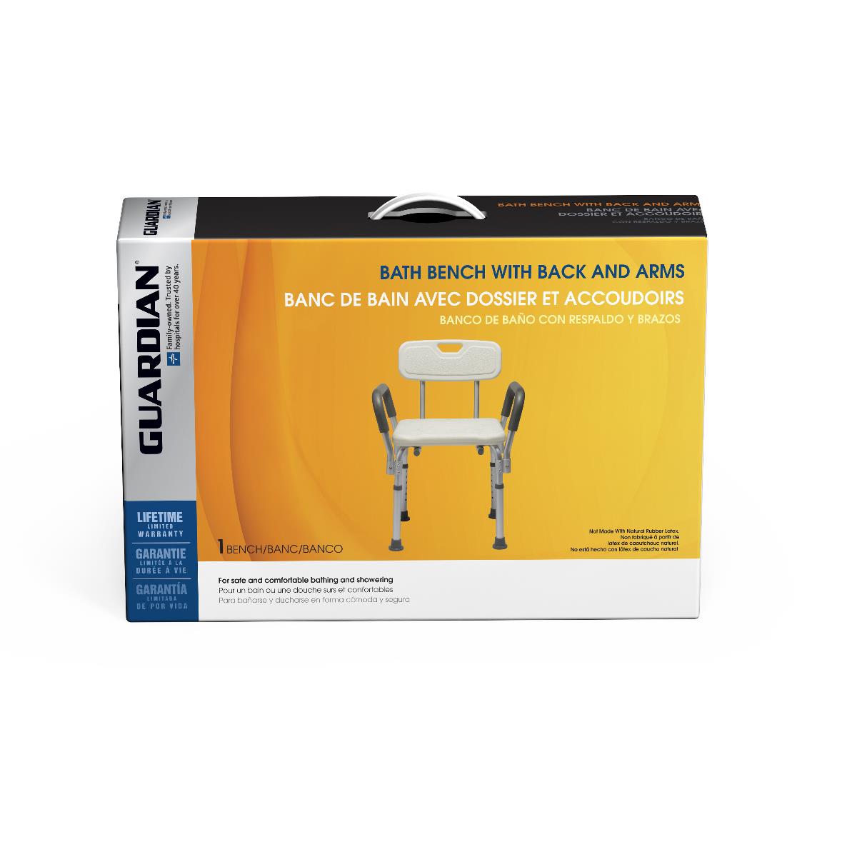 Medline Shower Chair with Arms and Back Support - Sturdy Bath Seat for Elderly & Disabled - Non-Slip Bathroom Safety Chair for Seniors & Handicapped (Use in Showers, Bathtubs & Wet Rooms)