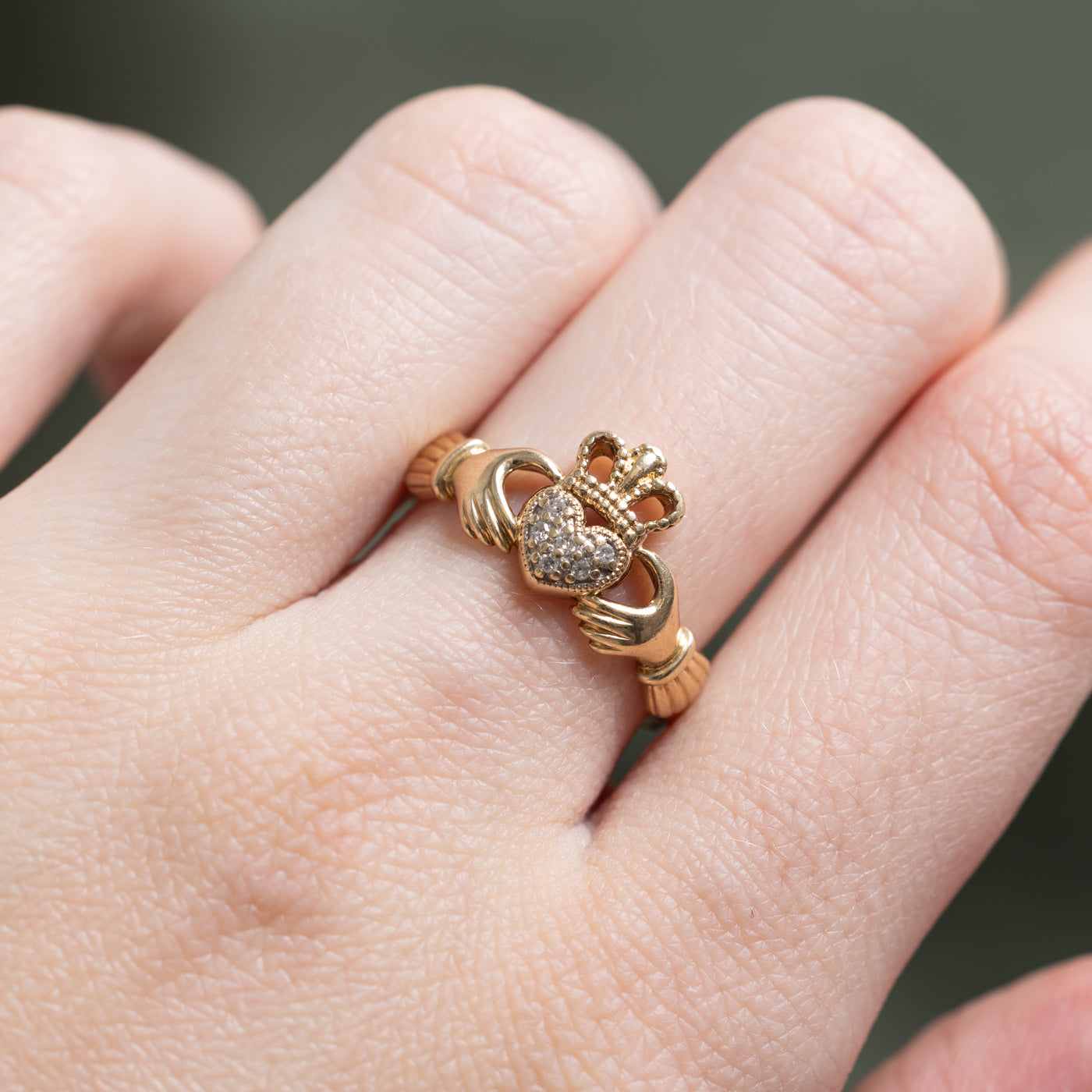 0.03ctw Cluster Diamond Claddagh Ring - Size 6.5 - Elegant Irish Love & Friendship Ring for Women - Perfect for Engagement, Wedding, Anniversary & Gift Giving