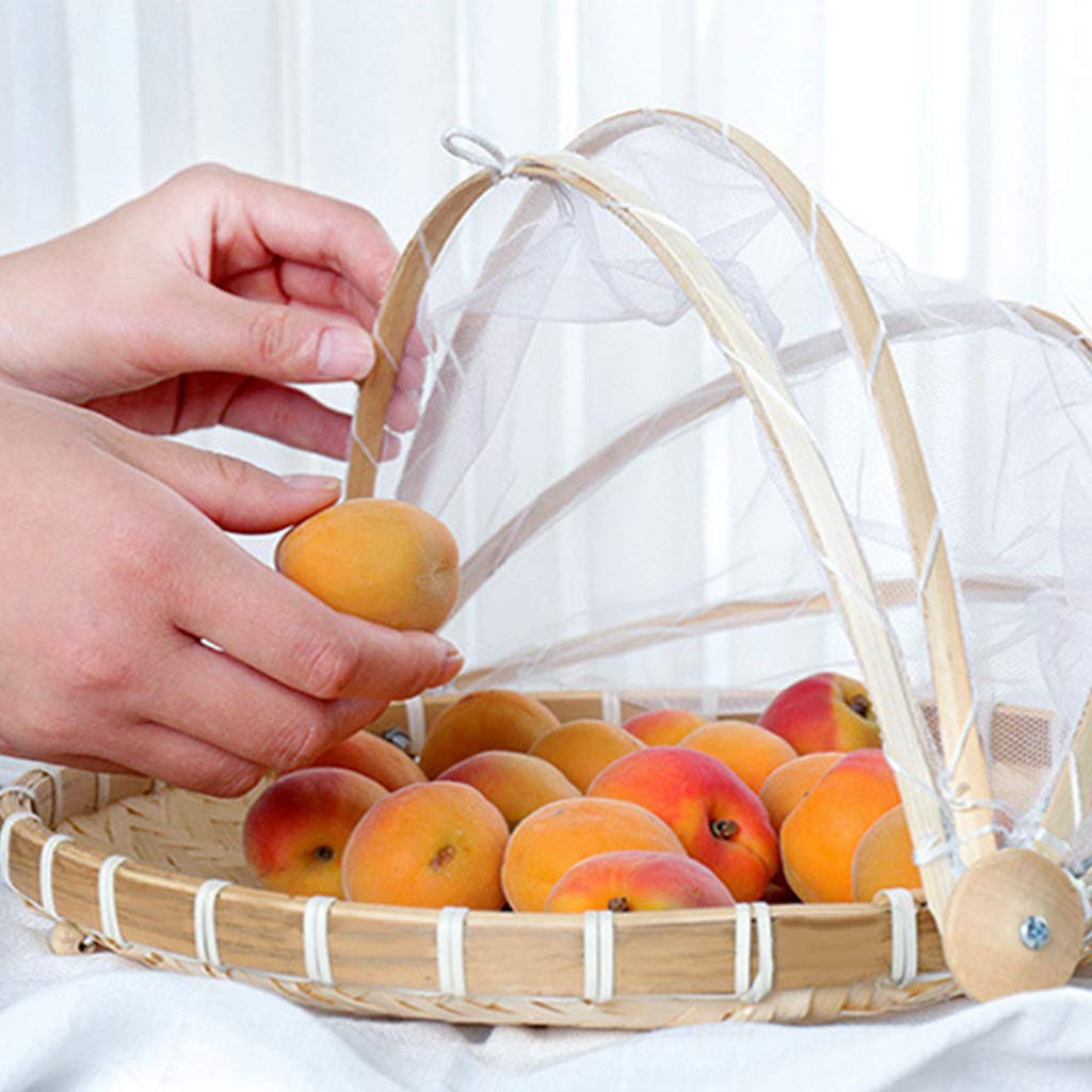 Handmade Bamboo Basket with Bug Net - Picnic & Food Storage