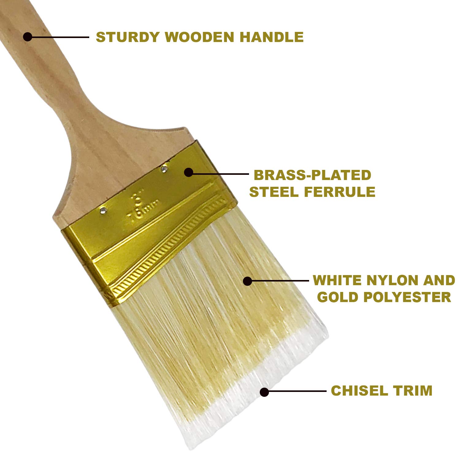 Premium Angled Paint Brush Set of 8 - Wood Handle for Water & Oil Based Paints - Perfect for DIY Home Projects, Canvas Art & Furniture Painting