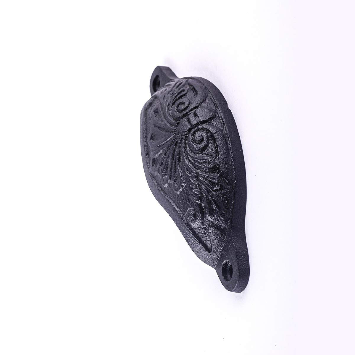 4.5 Inch Black Wrought Iron Cabinet Knobs & Drawer Pulls with Mounting Hardware - Pack of 6 - Vintage Style Kitchen & Bathroom Cabinet Handles for Home Renovation & Furniture Upgrade