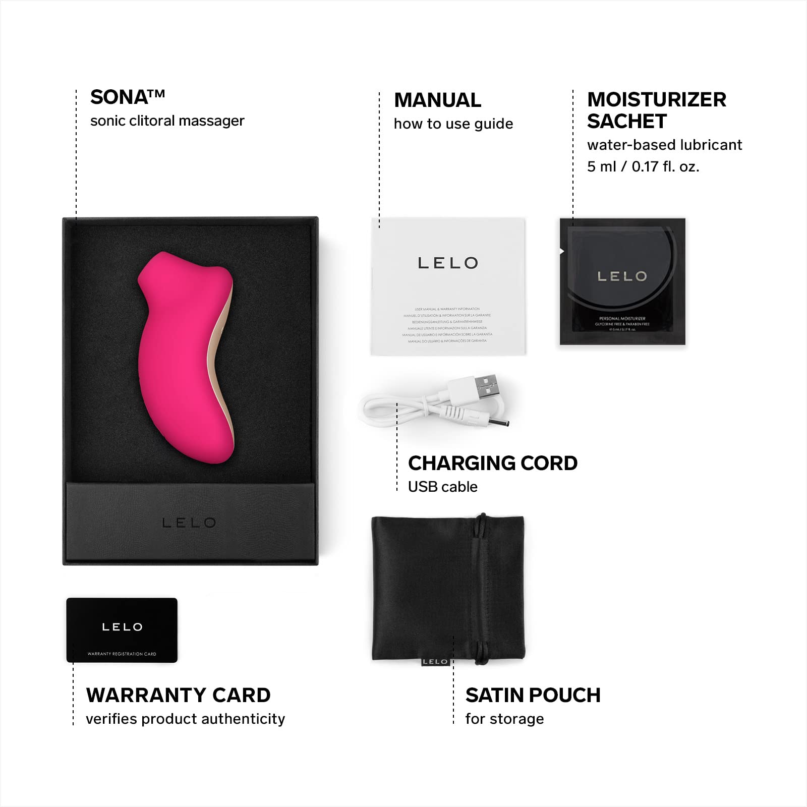LELO SONA 2 Cruise Sonic Clitoral Stimulator - Rechargeable Waterproof Clit Sucking Vibrator for Women - Powerful Pulsating Suction Technology - Adult Sex Toy for Solo Play & Couples Use - Cerise Red