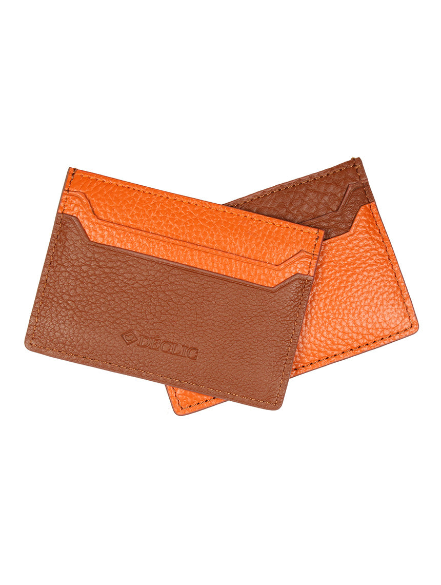 DÉCLIC Block Reverse RFID Blocking Credit Card Wallet - Slim Minimalist Leather Wallet for Men & Women - Perfect for Travel, Business & Everyday Use (Tan Orange)