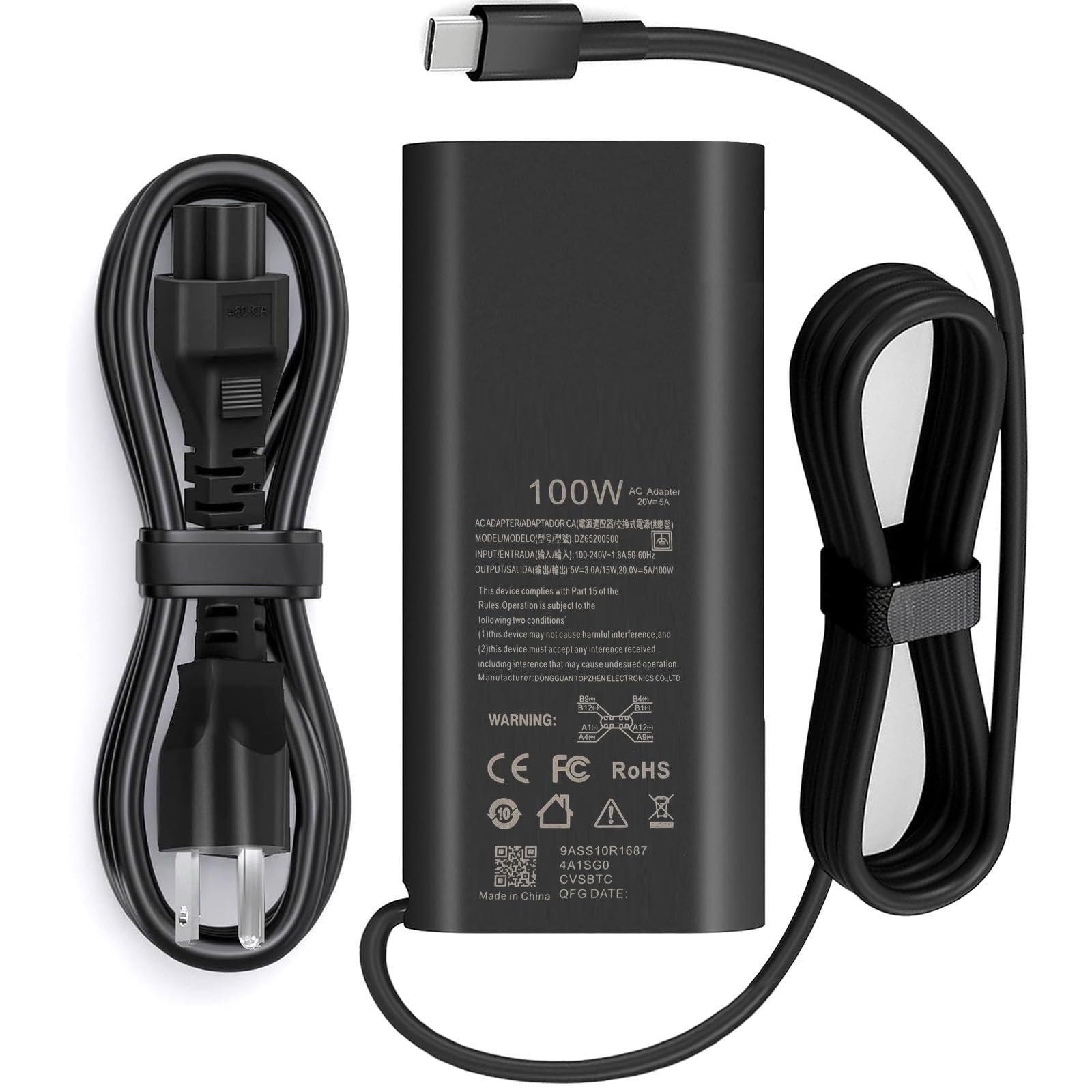 100W USB C Laptop Charger for DELL Latitude 5540 5440 5340 7440 & Inspiron 14 - Slim GAN AC Adapter Power Cord - Fast Charging for Work, Travel & Home Office Use