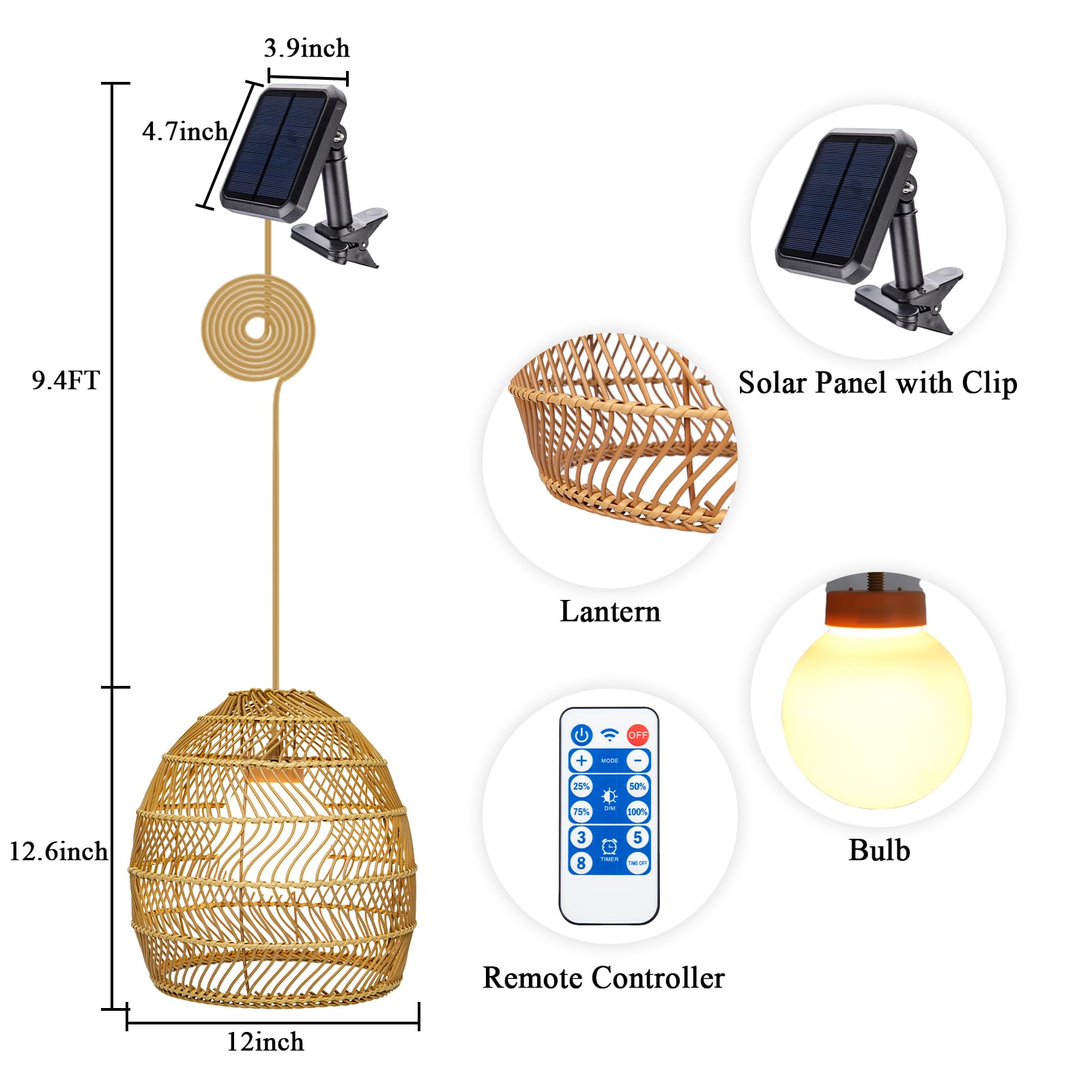 Wonder Solar Chandelier Outdoor Lanterns - Waterproof Solar Hanging Lights with Remote Control for Gazebo, Porch, Patio - Perfect for Garden Parties, Backyard Decor & Evening Ambiance