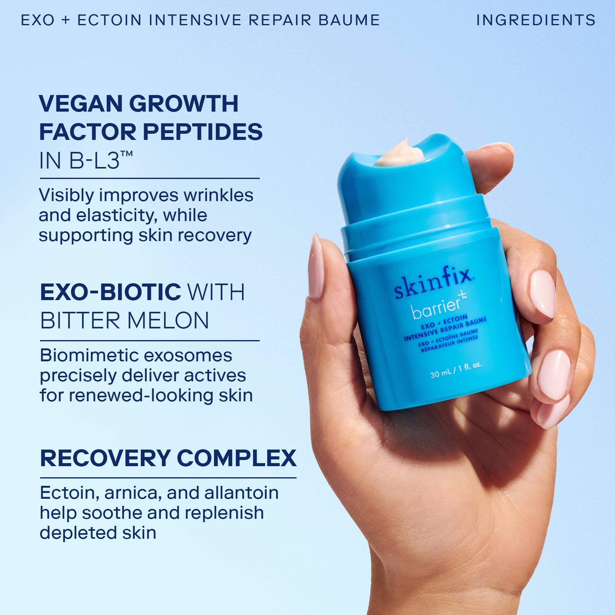 Barrier+ Exo + Ectoin Intensive Repair Balm - Soothing Moisturizing Cream for Dry, Sensitive Skin | Perfect for Nighttime Skincare Routine & Post-Procedure Recovery
