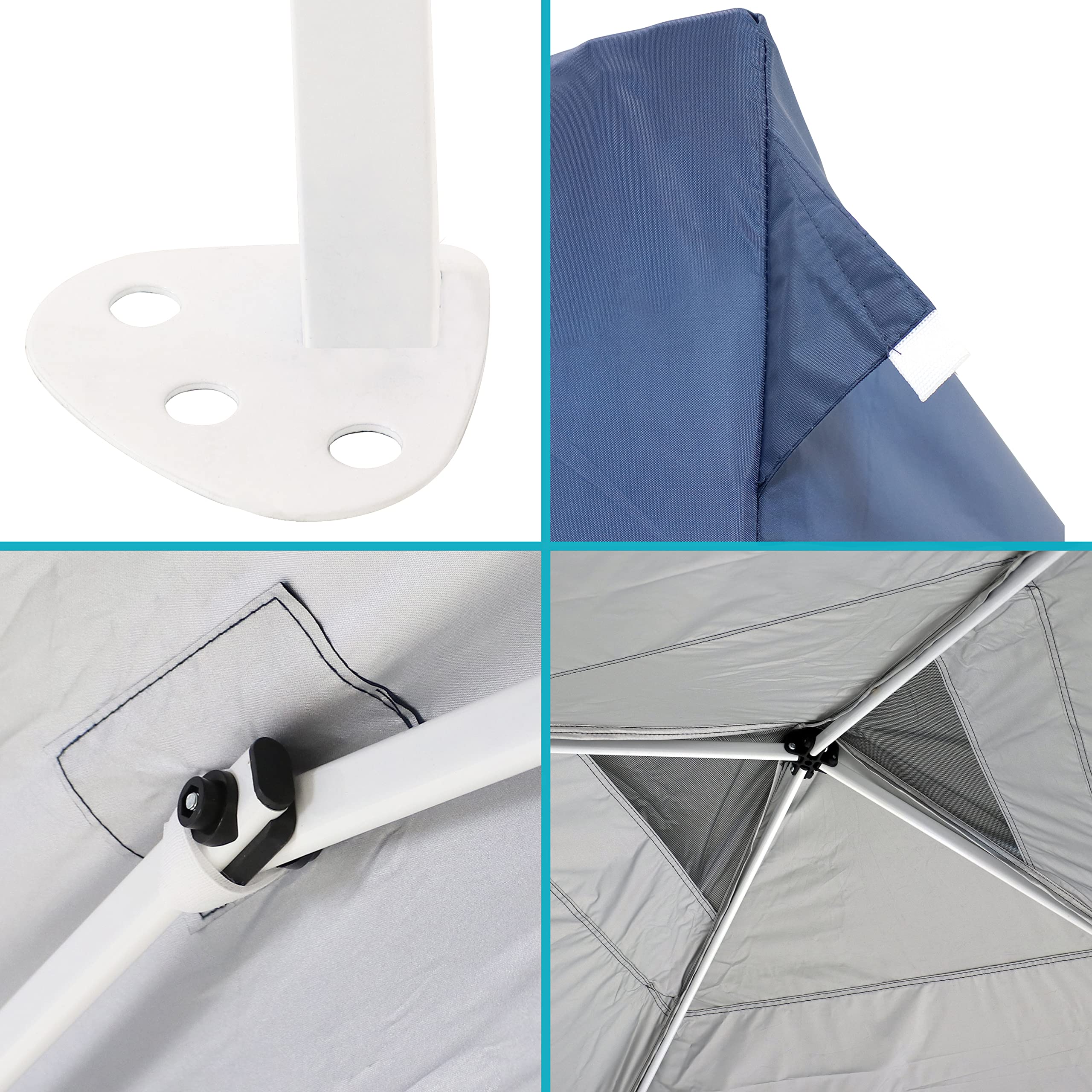 12x12 Foot Premium Pop-Up Canopy Tent with Rolling Carry Bag - Straight Leg Folding Outdoor Shade Shelter - Blue - Perfect for Backyard Parties, Camping & Beach Outings