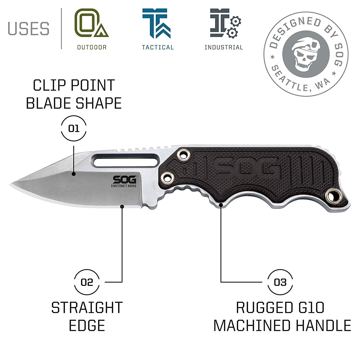 SOG Instinct Mini Fixed Blade Knife - 8.75