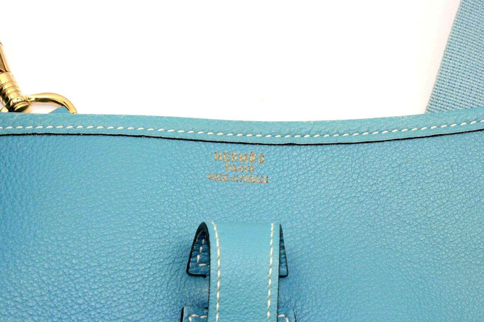 Authentic Hermes Evelyne GM Handbag in Blue Jean Clemence Leather - Luxury Tote for Women, Perfect for Work, Travel & Everyday Elegance