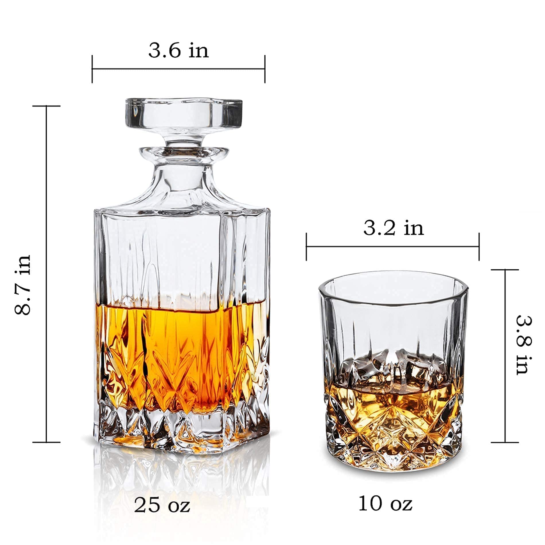 KANARS Handcrafted Whiskey Decanter and Glasses Set - Premium 9-Piece Crystal Liquor Decanter for Bourbon, Scotch, Vodka & Whisky | Perfect Wedding Anniversary Gift Set for Home Bar, Dinner Parties & Special Occasions