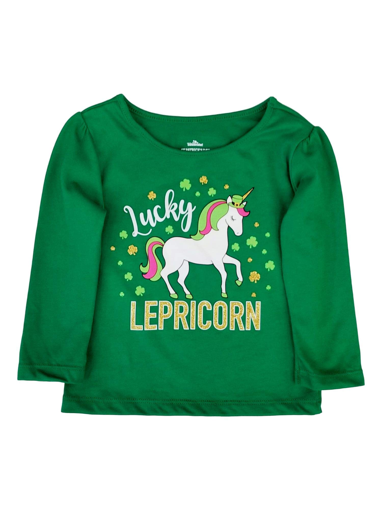 Lucky Leprechaun Unicorn T-Shirt for Toddler Girls - Green St. Patrick's Day Outfit - Perfect for Holiday Parties & Festive Celebrations