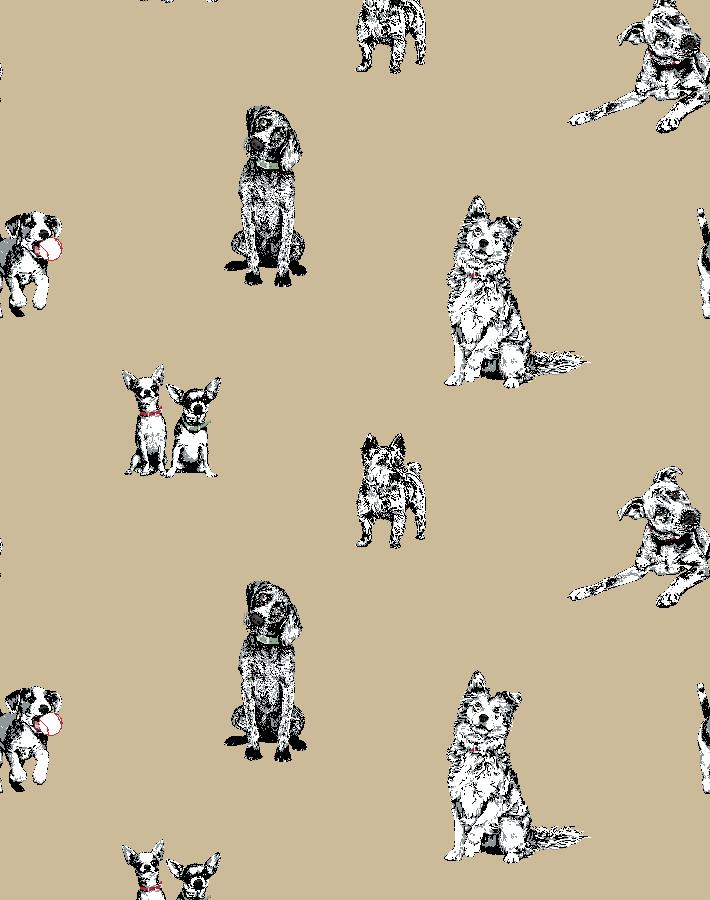 Nathan Turner Mutts Burlap Wallpaper - Farmhouse & Rustic Home Decor for Living Room, Bedroom, or Office