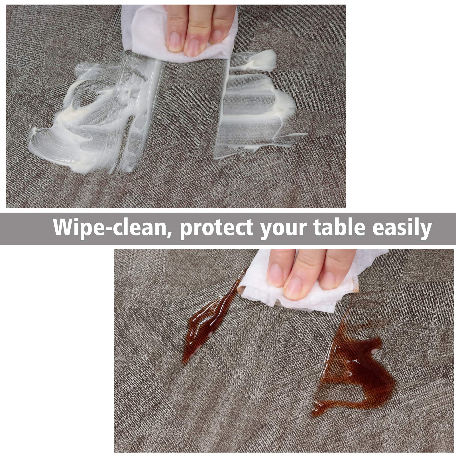 AIRCOWRIE Waterproof Vinyl Tablecloth - Heavy Duty Oil & Spill Proof PVC Table Cover for Indoor Outdoor Use - Easy Wipe Clean Rectangle Tablecloth (Brown, 54x120 Inches) - Perfect for Picnics, BBQs, Parties & Dining Protection
