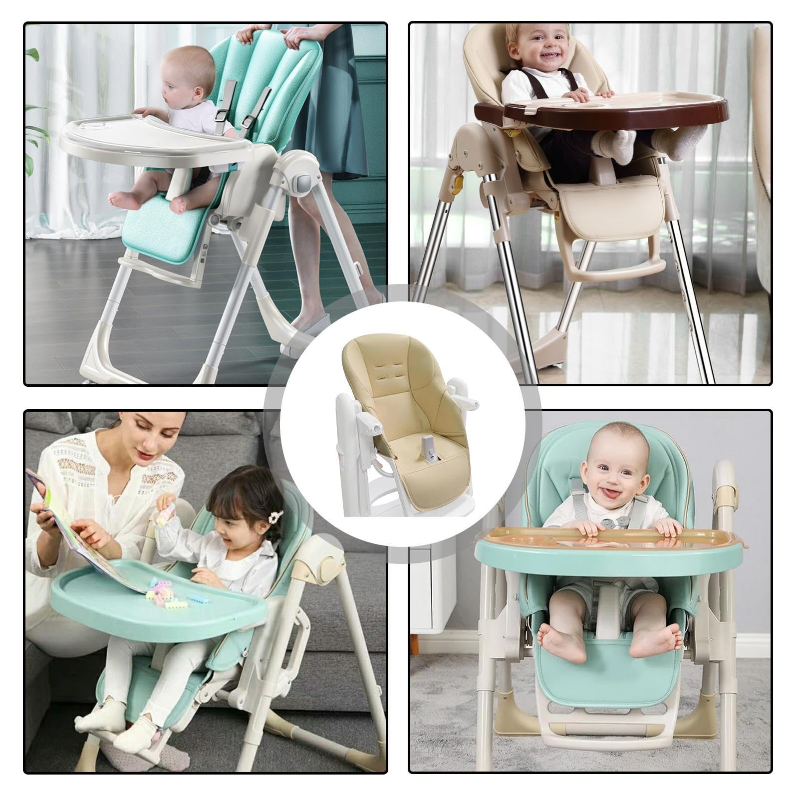 Premium Baby High Chair Cushion Cover - PU Leather Dining Chair Pad Replacement for Peg Perego Tatamia | Soft & Comfortable Infant Seat Protector | Perfect for Home, Restaurant & Travel Use