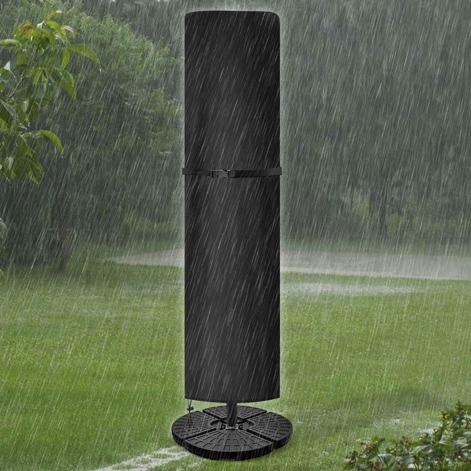 Waterproof 420D Cantilever Umbrella Cover for 9-11ft Outdoor Offset Umbrellas - Snowproof Zippered Winter Protection (Black) | Perfect for Patio, Garden, Poolside & Backyard Market Umbrella Protection
