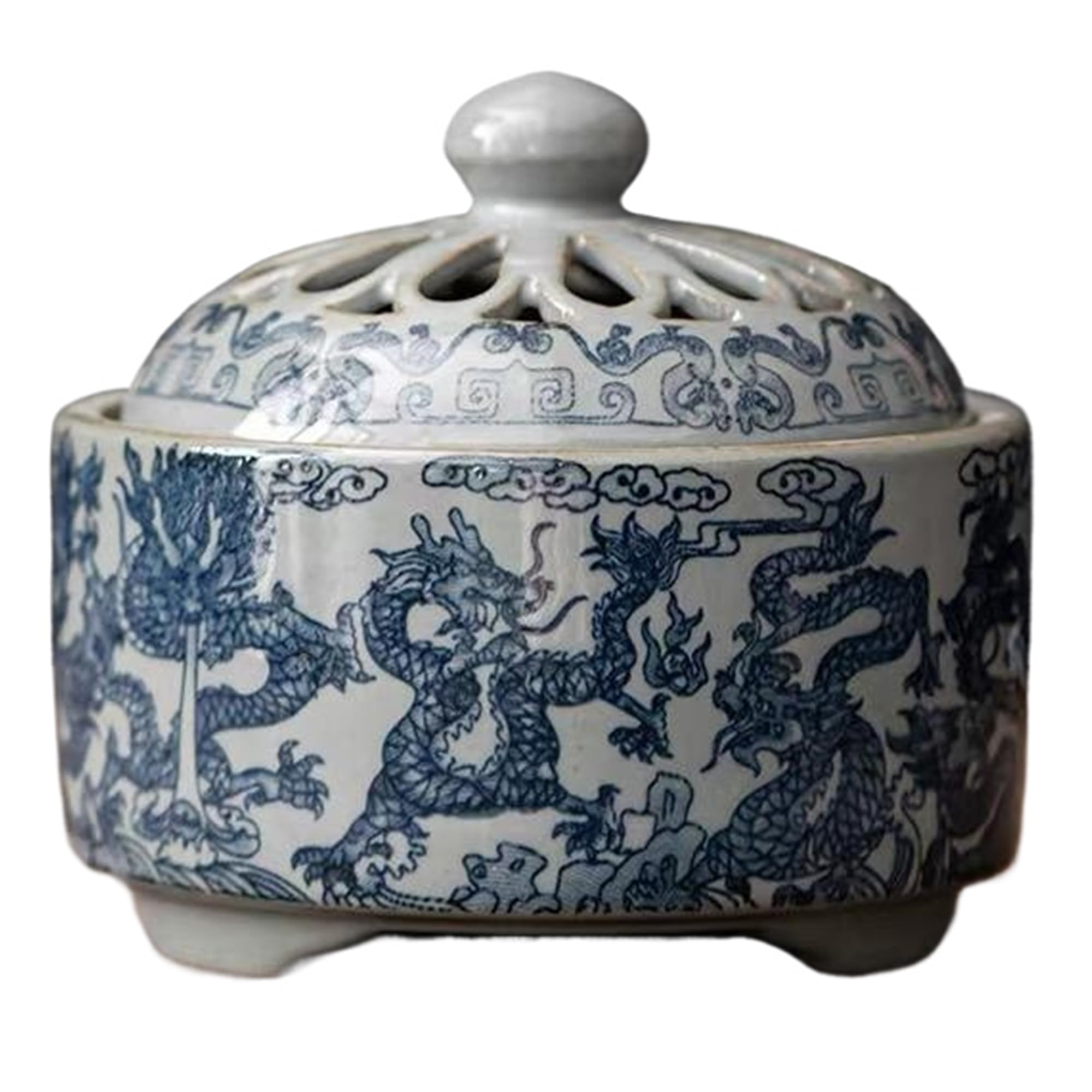 Blue and White Porcelain Garlic Keeper - Ceramic Breathable Garlic Storage Jar for Kitchen, Airtight Garlic Saver Container for Chili, Onion & Vegetables | Perfect for Pantry, Countertop & Farmhouse Decor