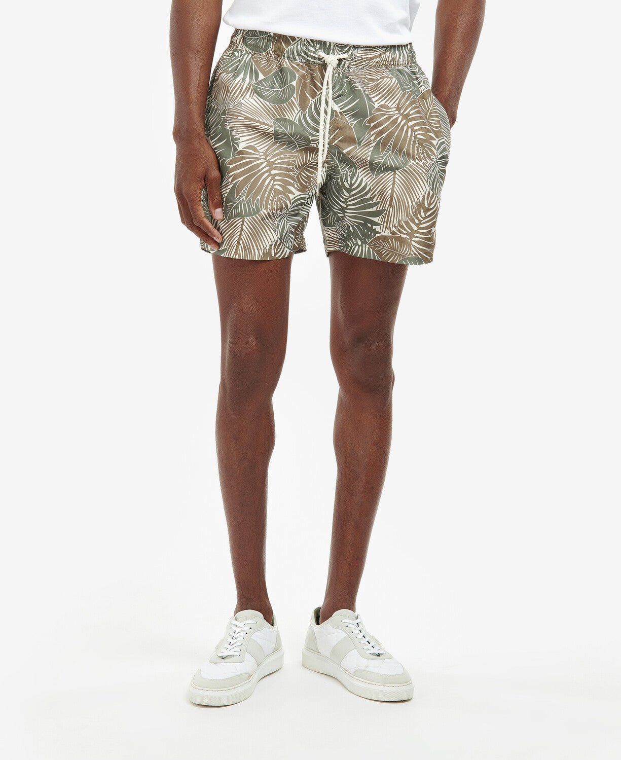 BARBOUR LEAF Swim Shorts for Men - Olive Green Quick-Dry Swim Trunks for Beach, Pool & Water Sports