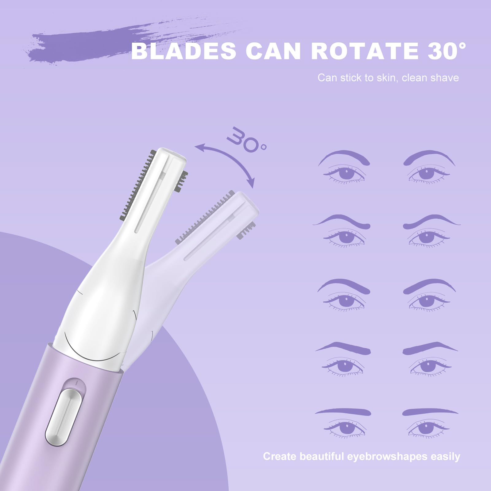 Rechargeable Eyebrow Trimmer for Women - Double-Sided Electric Eyebrow Razor with Pivoting Head & Comb, Portable Facial Hair Remover for Easy Cleaning - Perfect for Travel, Home Use & Eyebrow Shaping