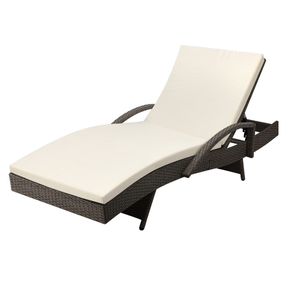 Premium Outdoor Sun Lounger Chair with Cushion - Grey - Waterproof & Durable Patio Furniture for Poolside, Beach, Garden Relaxation