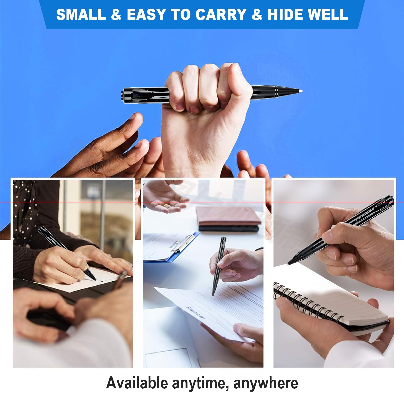 Mini Spy Camera Pen HD 1080P - Hidden Body Camera for Business Meetings & Security | Supports 256GB SD Card