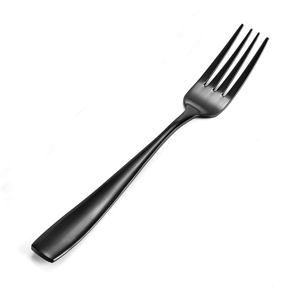 12-Piece Black Stainless Steel Dinner Forks Set - 8-Inch Elegant Cutlery for Fine Dining, Restaurants & Home Entertaining