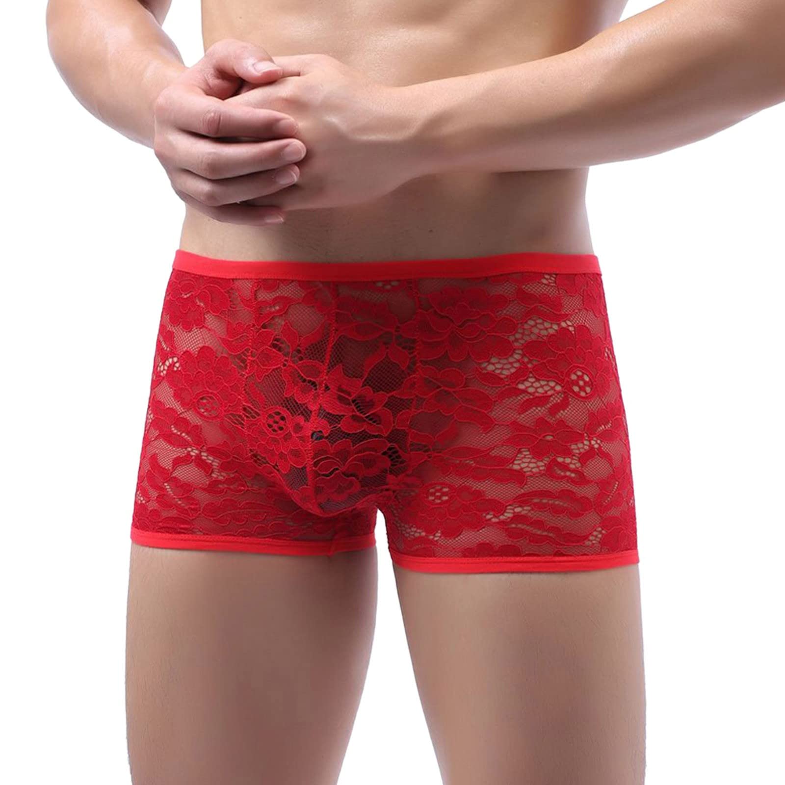 **Sexy Low Waist Boxer Briefs for Men – Breathable Knitted Lace Underwear in Solid Colors – Perfect for Big & Tall Men – Ideal for Date Nights & Sensual Comfort**