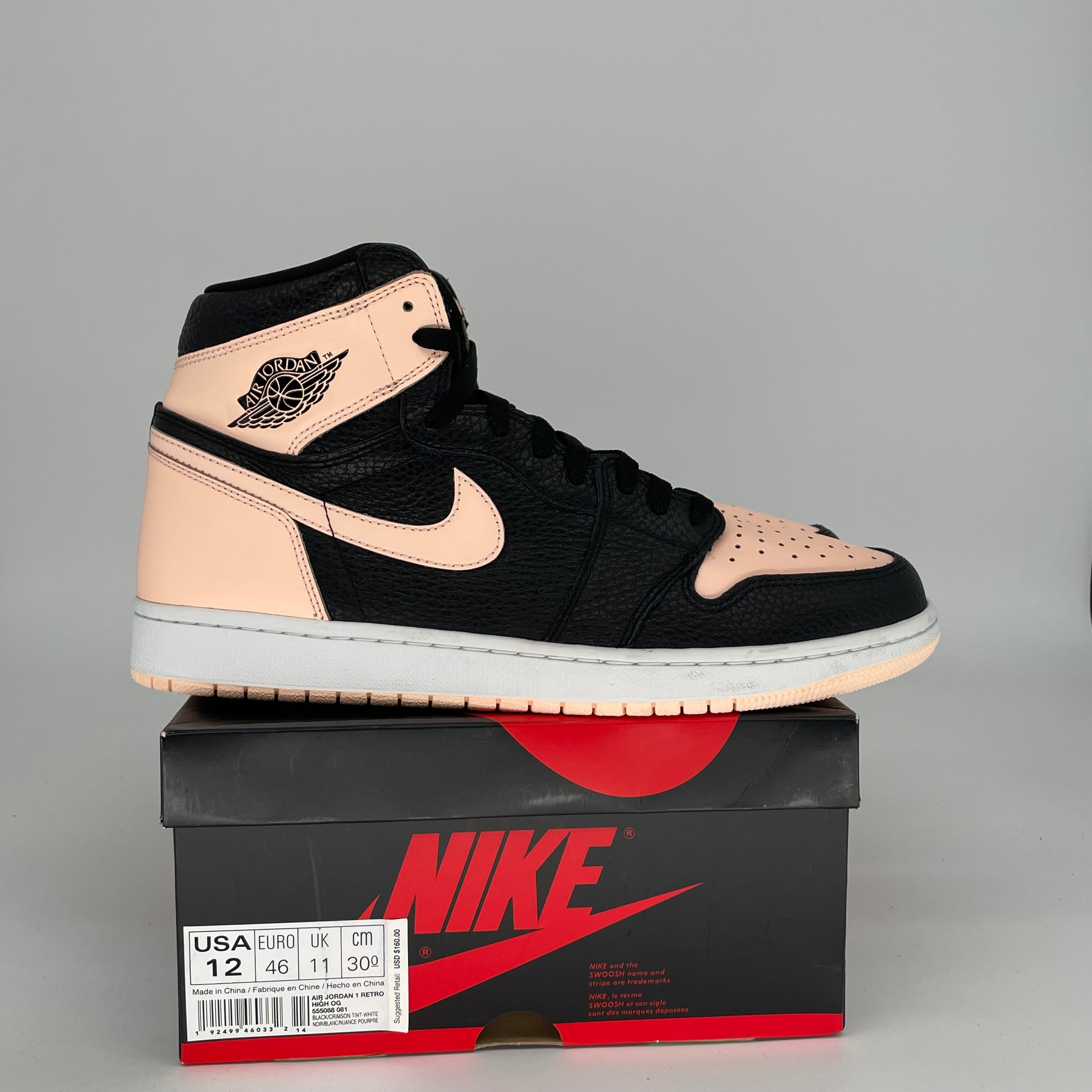 Air Jordan 1 Crimson Tint Men's Basketball Shoes Size 12 (555088-081) - Retro High Tops for Sneaker Collectors & Streetwear Fashion