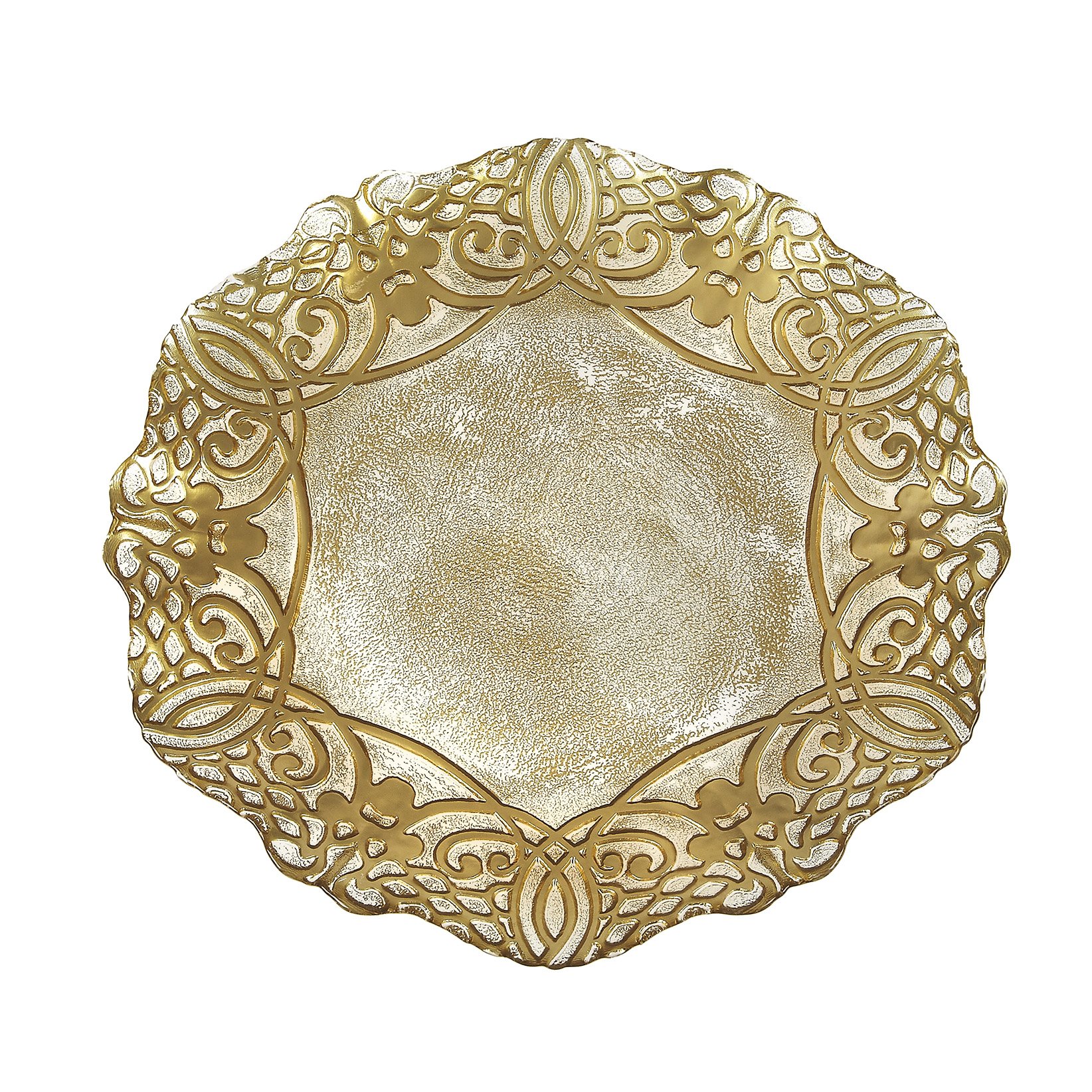 13-Inch Gold Red Pomegranate Geneve Charger Plate - Elegant Table Setting for Weddings, Parties & Holiday Dining Decor
