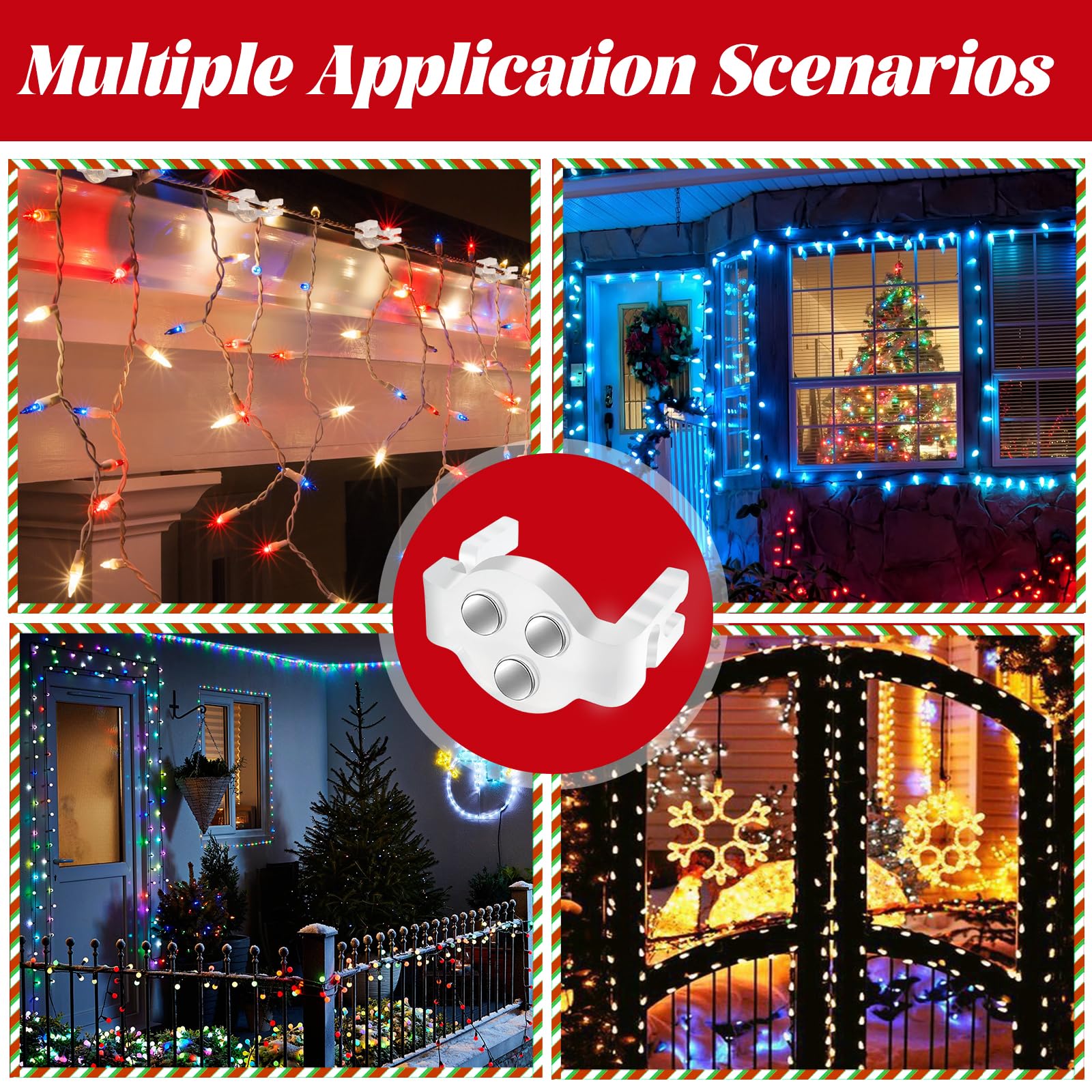 50 Pack UQM C9 Magnetic Christmas Light Clips - Heavy Duty Magnetic Hooks for Outdoor Holiday Lighting (C9, C7 Sockets, Metal Roofs & Gutters) - Perfect for Christmas Decorations, Patio Lights & Festive Home Exteriors