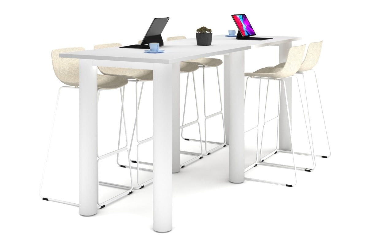 Quadro Cylinder Legs Large Counter Table - 2800L x 800W - Modern Industrial Style Bar Table for Restaurant, Cafe & Home Kitchen Island