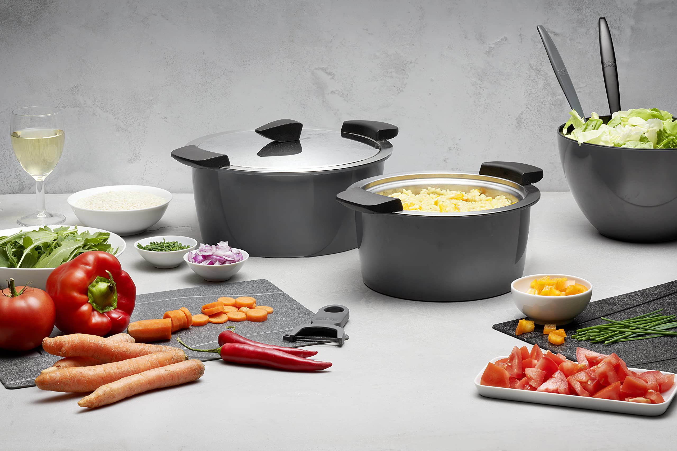 KUHN RIKON 3L/22cm Stainless Steel Hotpan Serving Casserole Pot with Lid - Grey - Perfect for Oven-to-Table Serving, Soups, Stews & Family Meals