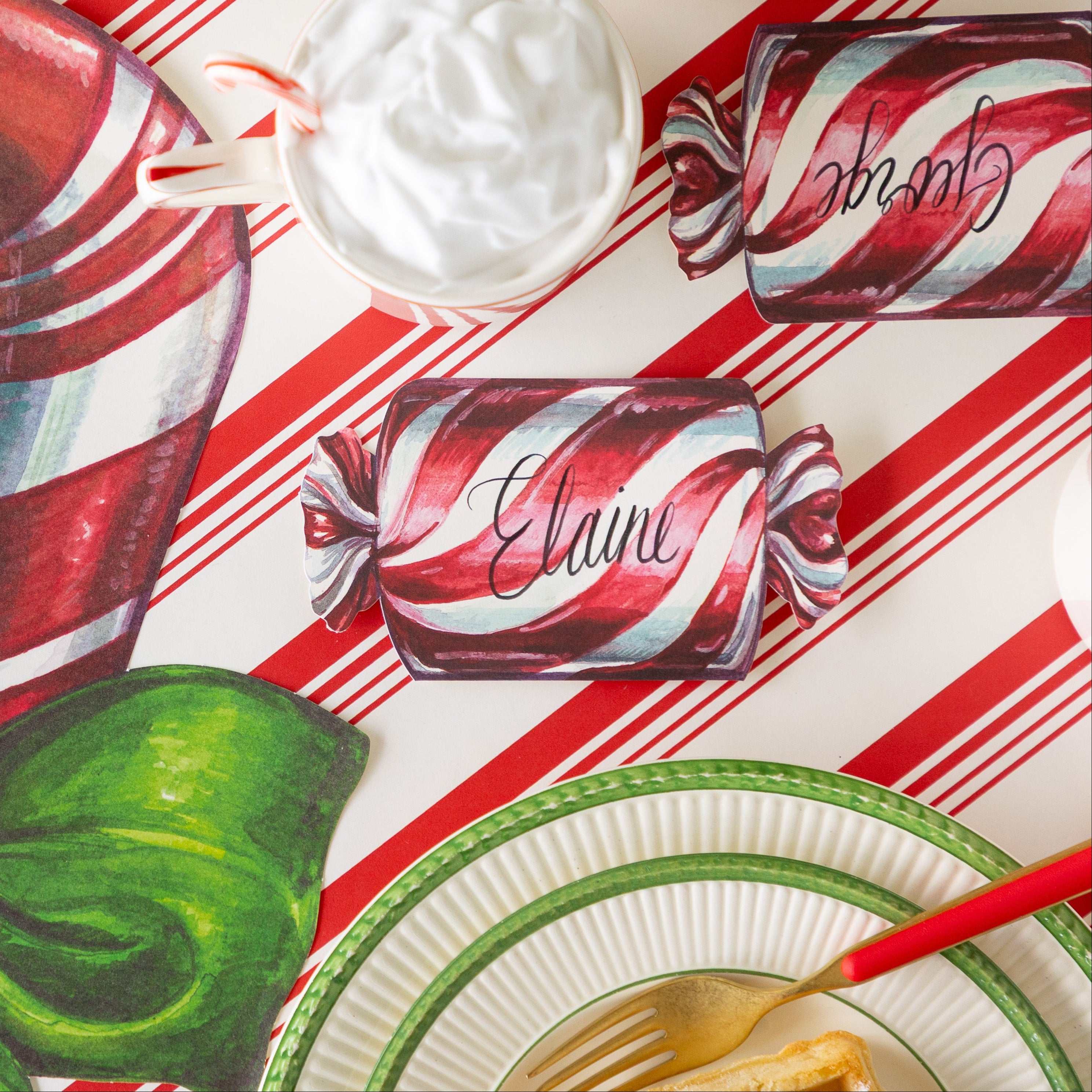 Personalized Christmas Candy Place Cards - Holiday Party Decorations for Table Settings & Festive Celebrations