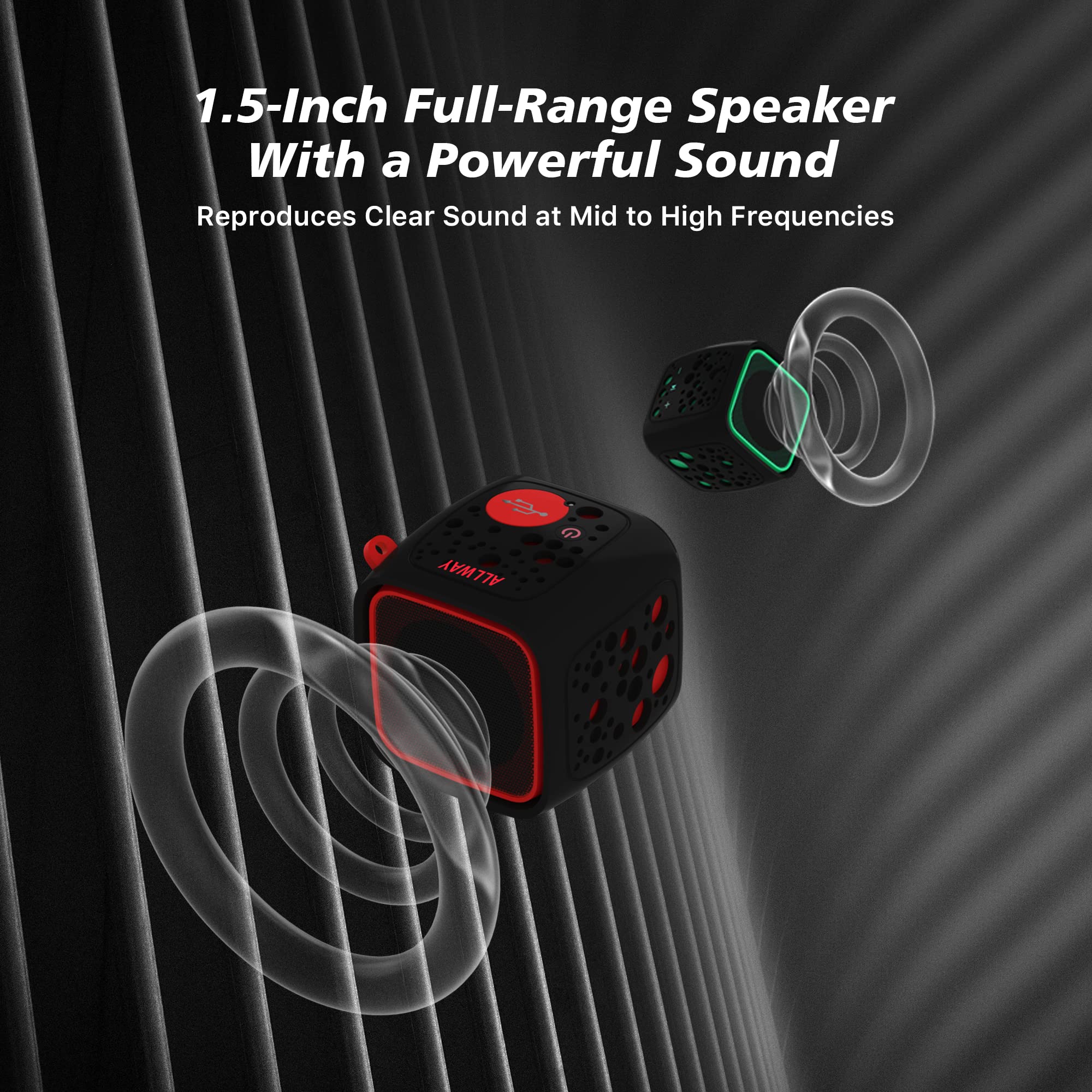 ALLWAY Mini Bluetooth Speaker - Portable Wireless Speaker with Loud Stereo Sound, Rich Bass, TF Card Slot, 164ft Bluetooth 5.0 Range - Perfect for Laptop, MacBook Pro, iPhone, Echo, Car, Outdoor & Home Use