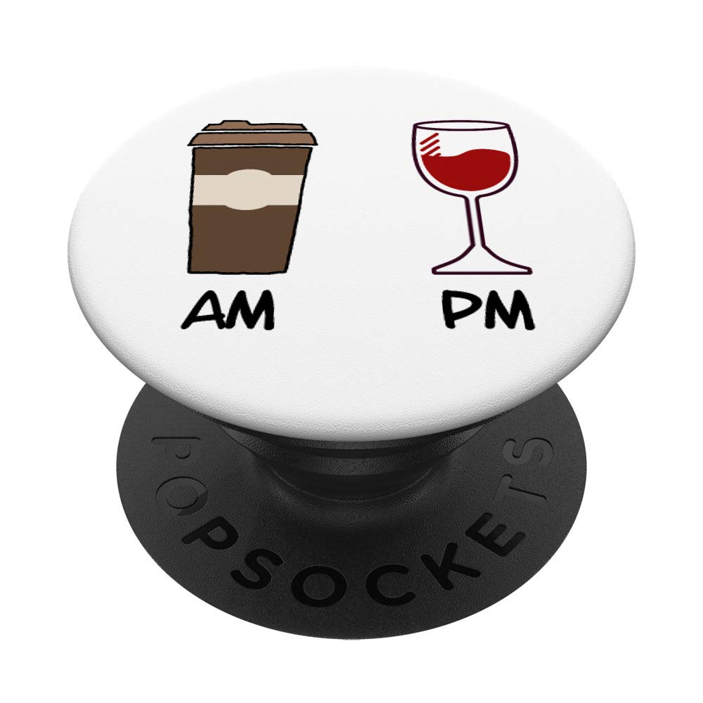 AM Coffee PM Wine PopSockets PopGrip - Swappable Phone & Tablet Grip for Coffee and Wine Lovers | Perfect for Work, Travel, and Daily Use